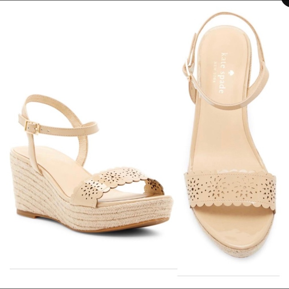 Kate Spade Mennie Ankle Strap Wedges Size 7.5